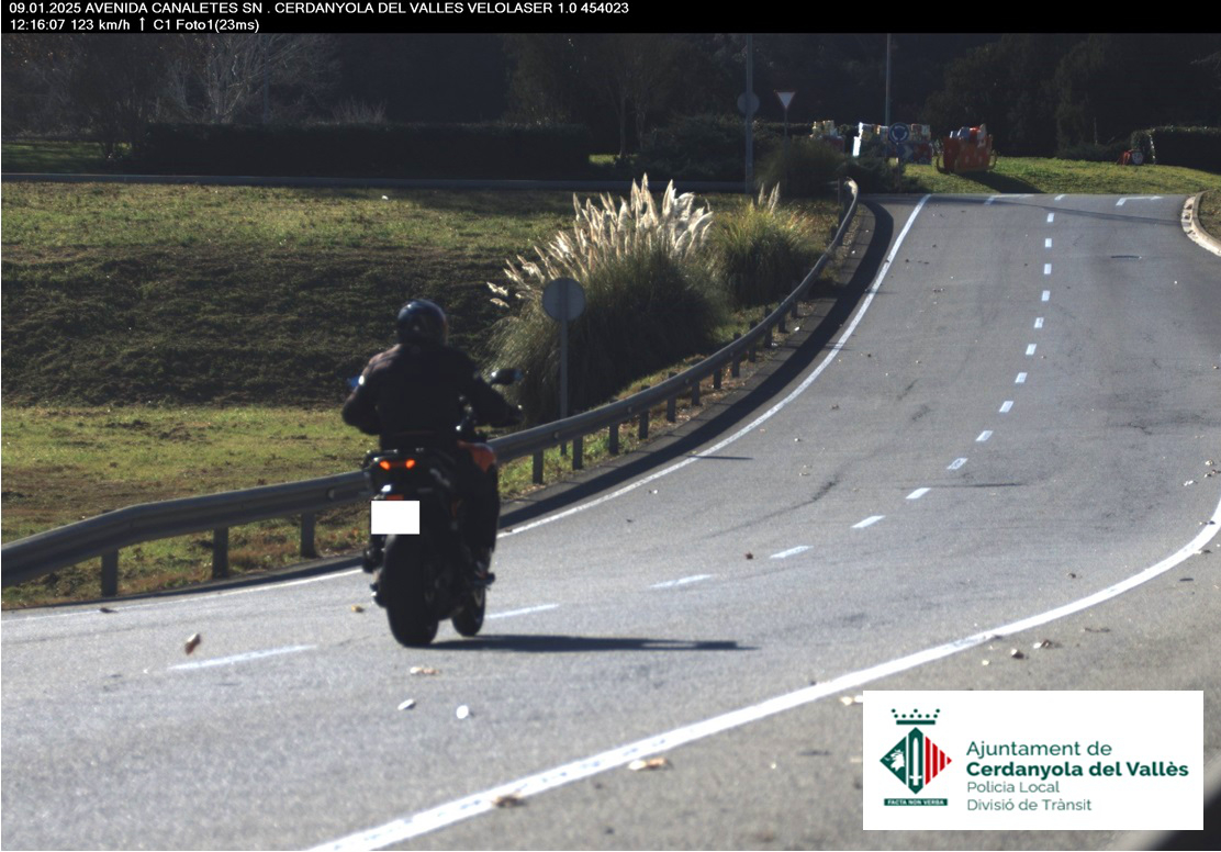 Imatge captada pel radar de la motocicleta a 123 km/h