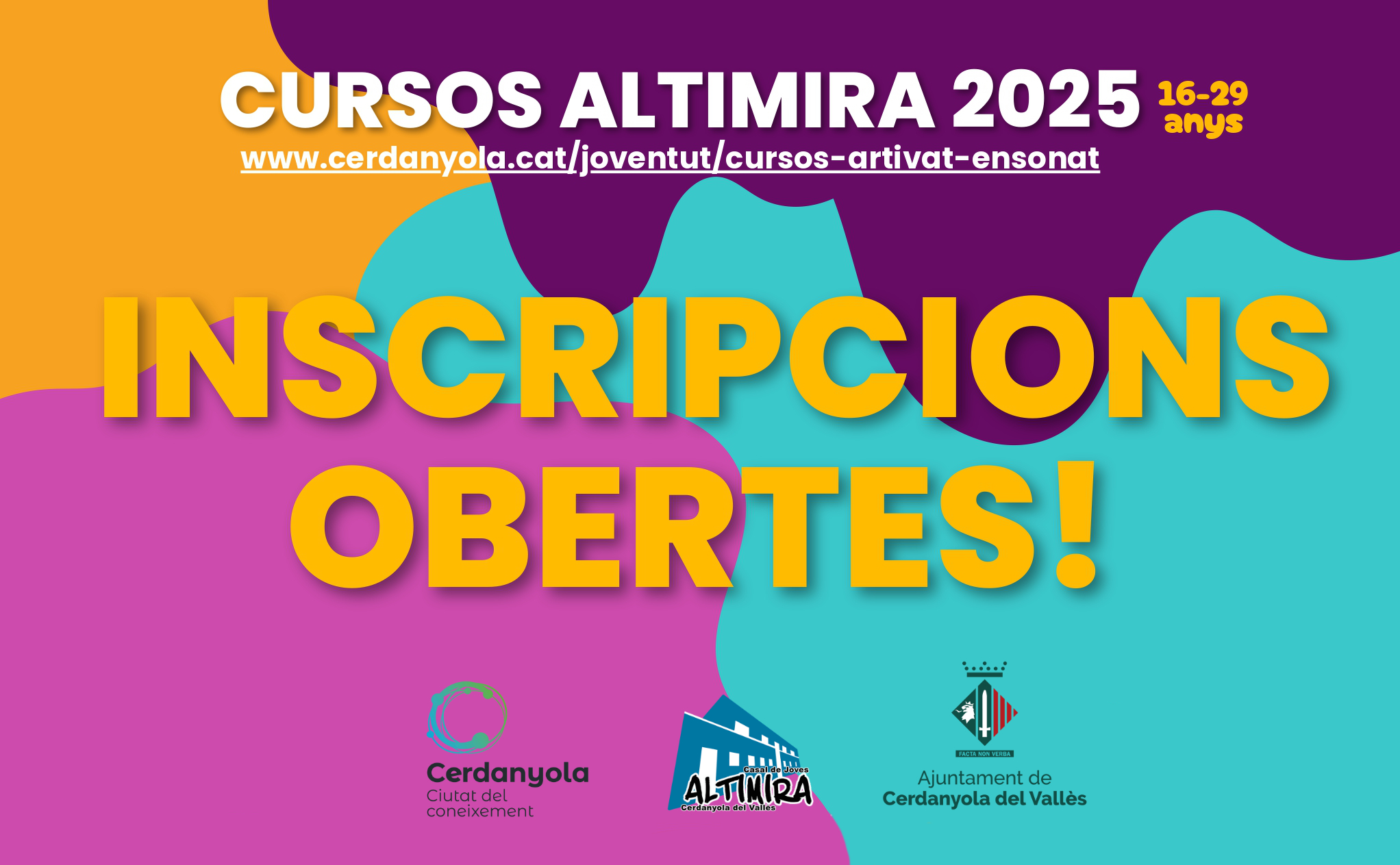 Cartell Cursos ‘Artíva’t - Ensona’t’ per a joves